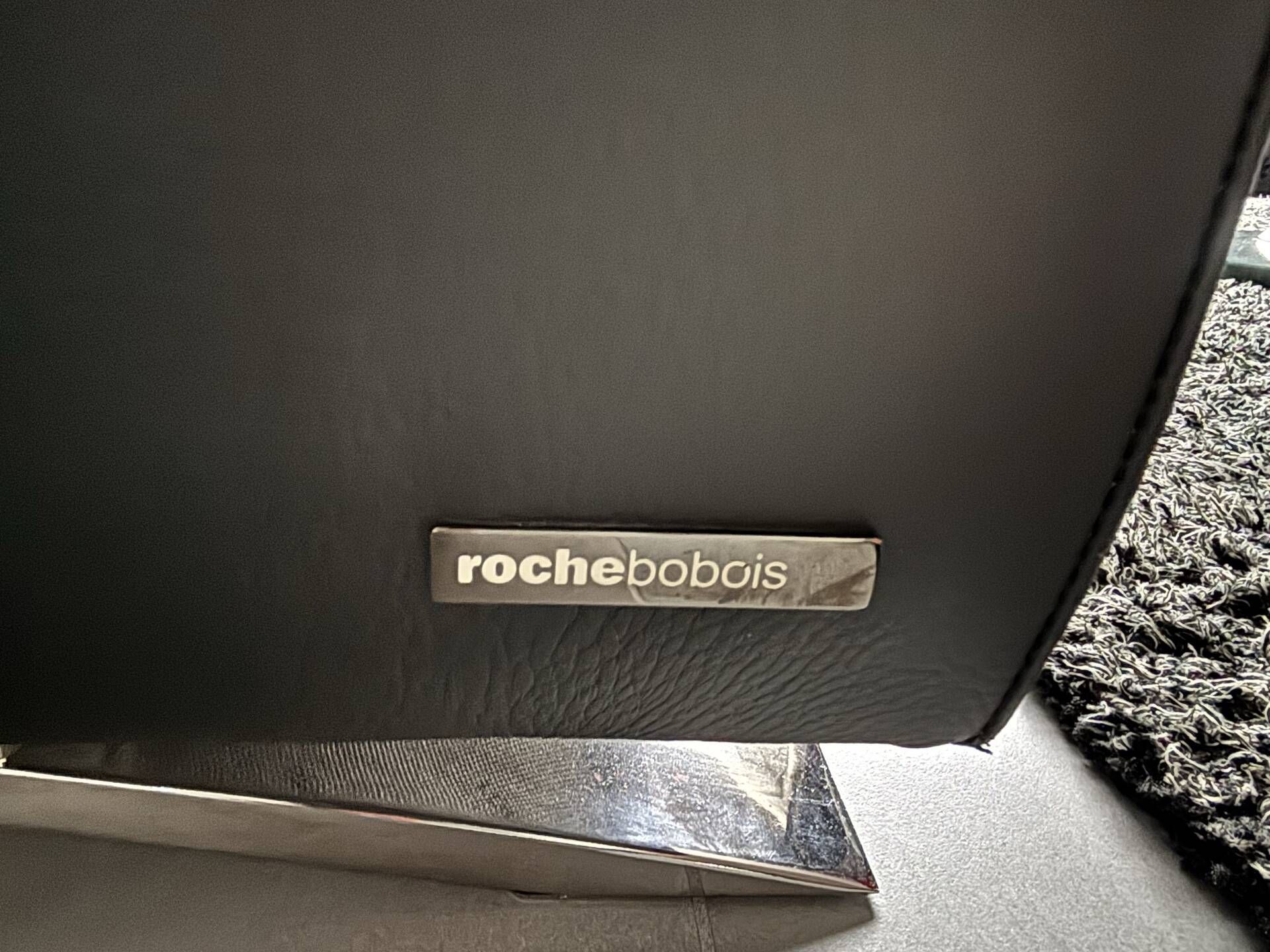 Grand canapé 3P cuir noir Roche Bobois