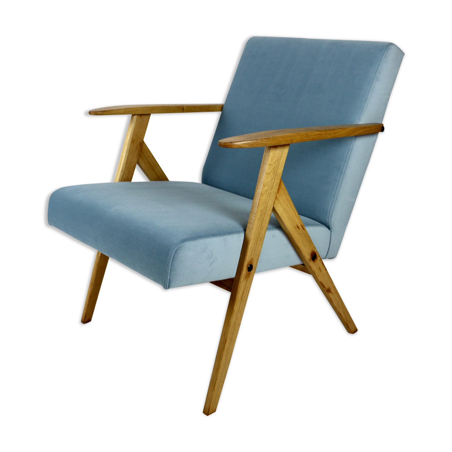 Vintage armchair in light blue, 1970s