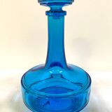 Vintage turquoise blue glass vase/decanter