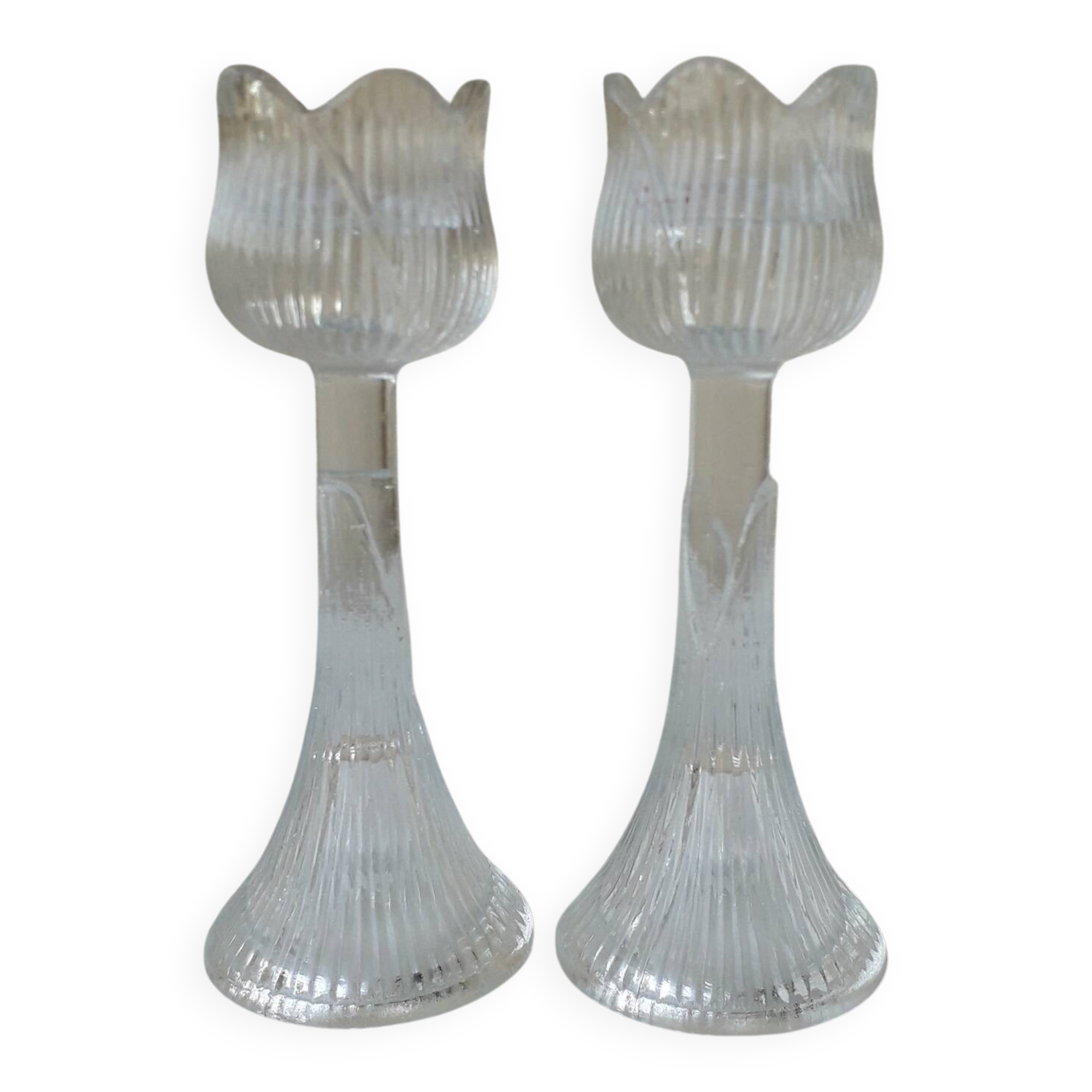 Pair of glass candlesticks