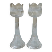 Pair of glass candlesticks