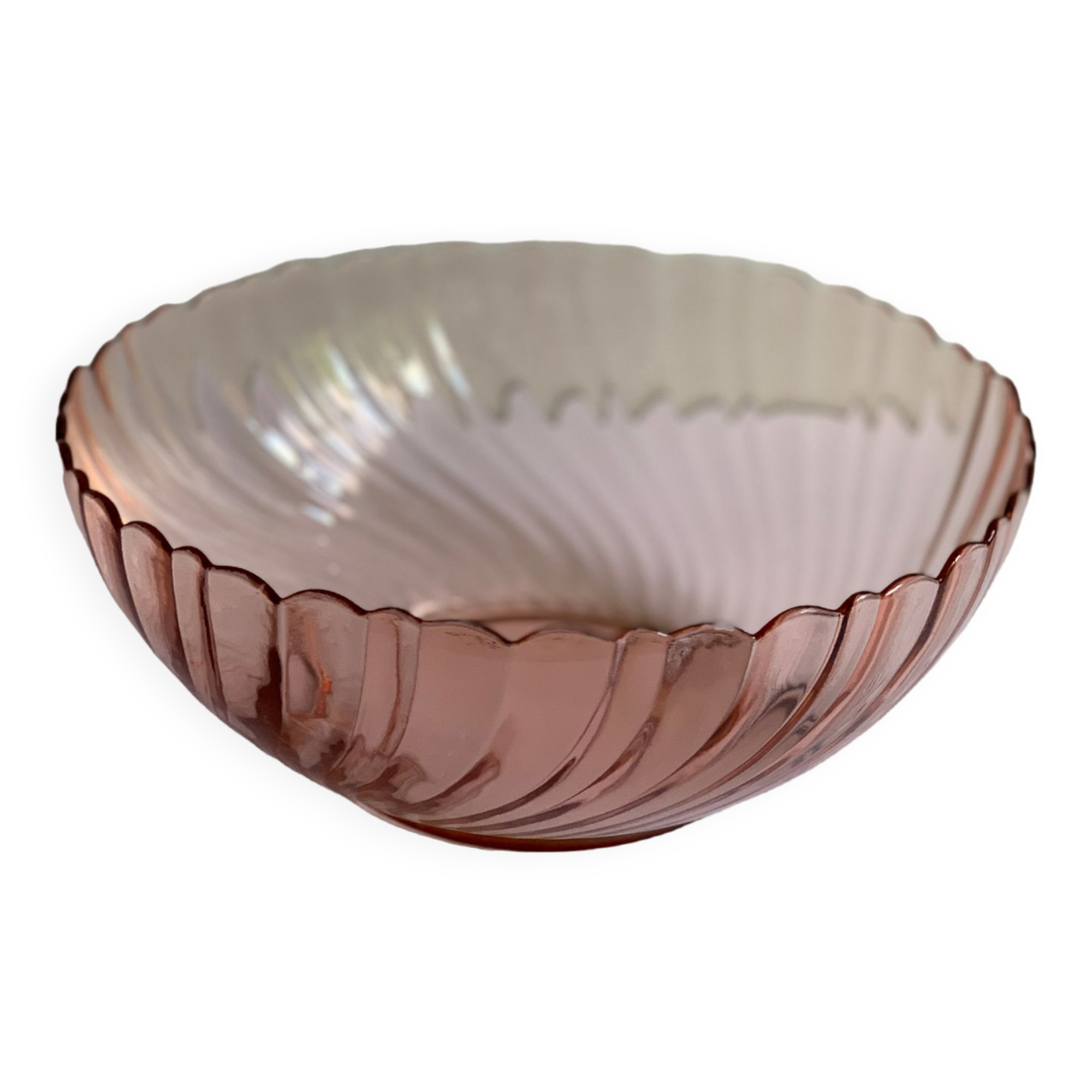 Vintage pink glass salad bowl