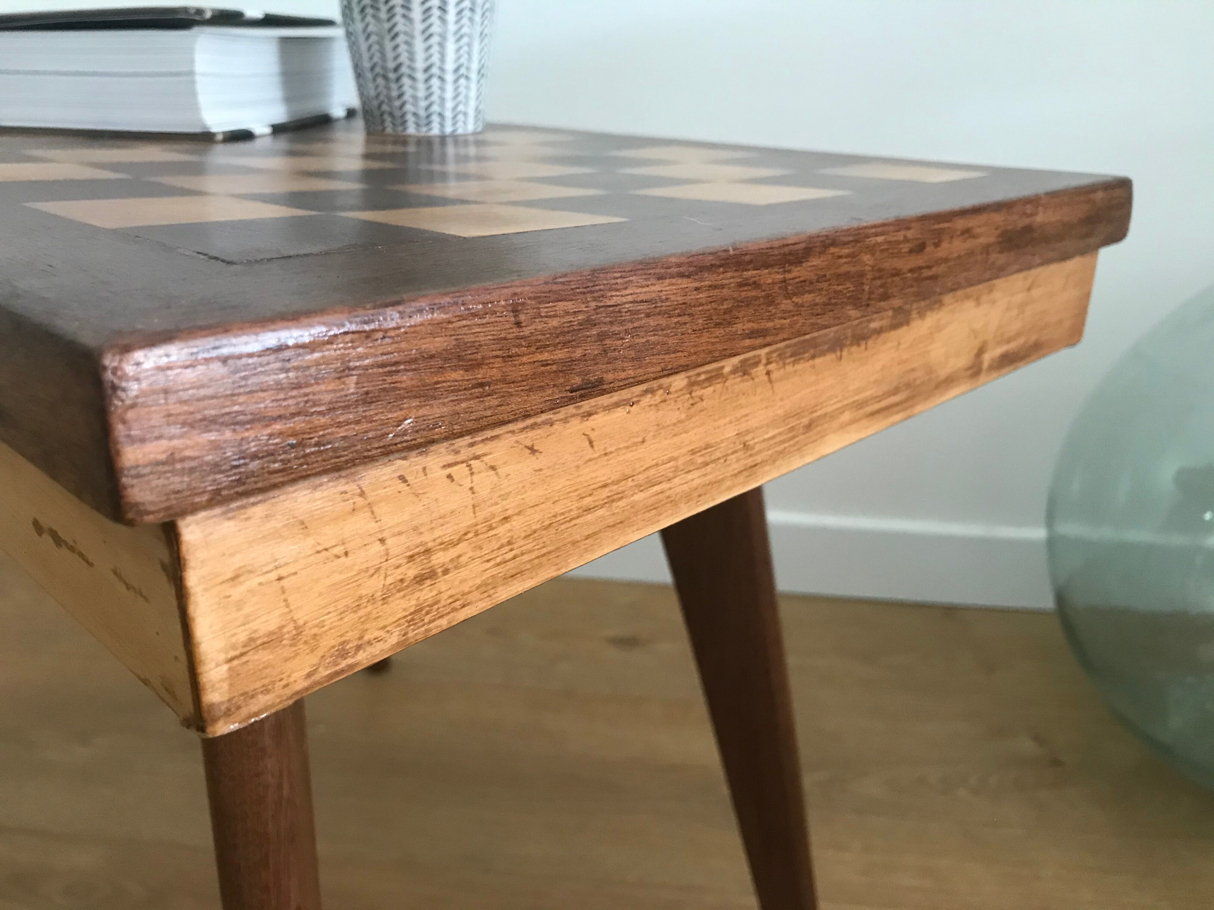 Side table with checkerboard pattern circa 1950