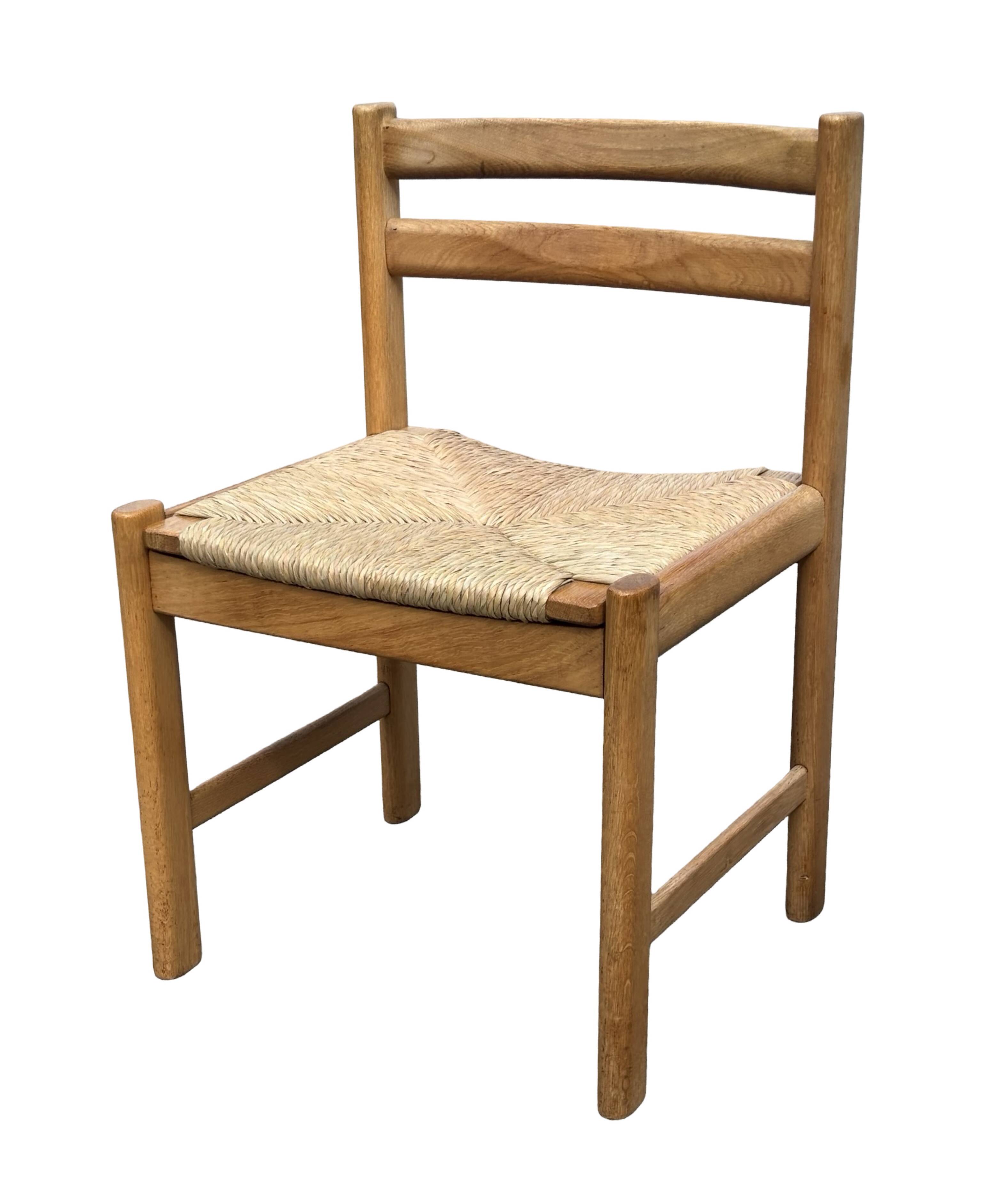 Vintage dining chairs set of 6 oak and rattan design minimalist design