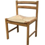 Vintage dining chairs set of 6 oak and rattan design minimalist design