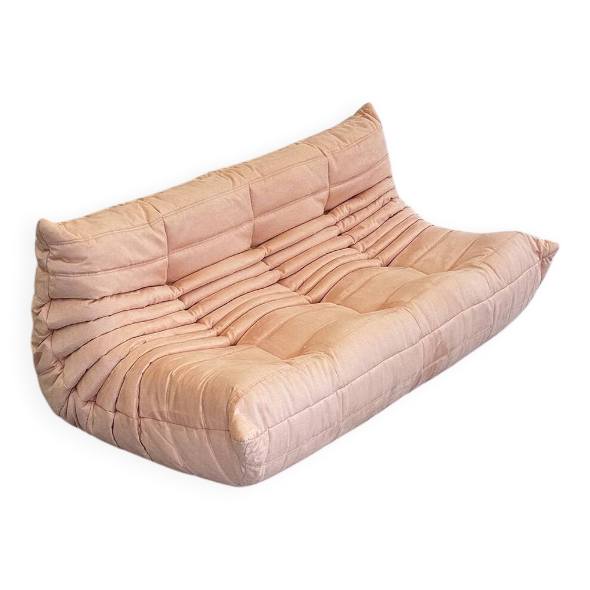 Baby Pink Alcantara 3-Seater Togo by Michel Ducaroy