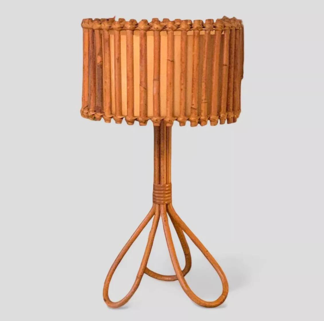 1950s tripod rattan lamp H47