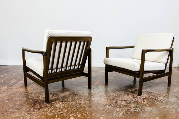 Paire de fauteuils beiges vintage b7522 par zenon bączyk, 1960