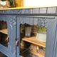 Meuble vitrine Art Déco bleu grisé