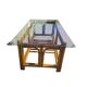 Table basse vintage rotin bambou et verre fumé