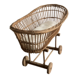 Antique toy, wicker doll cradle