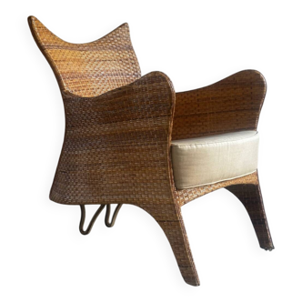 Organic rattan armchair – sculptural piece