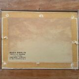 Painting drawing XIX ° Dijon St Benigne fisherman l'Ouche and frame