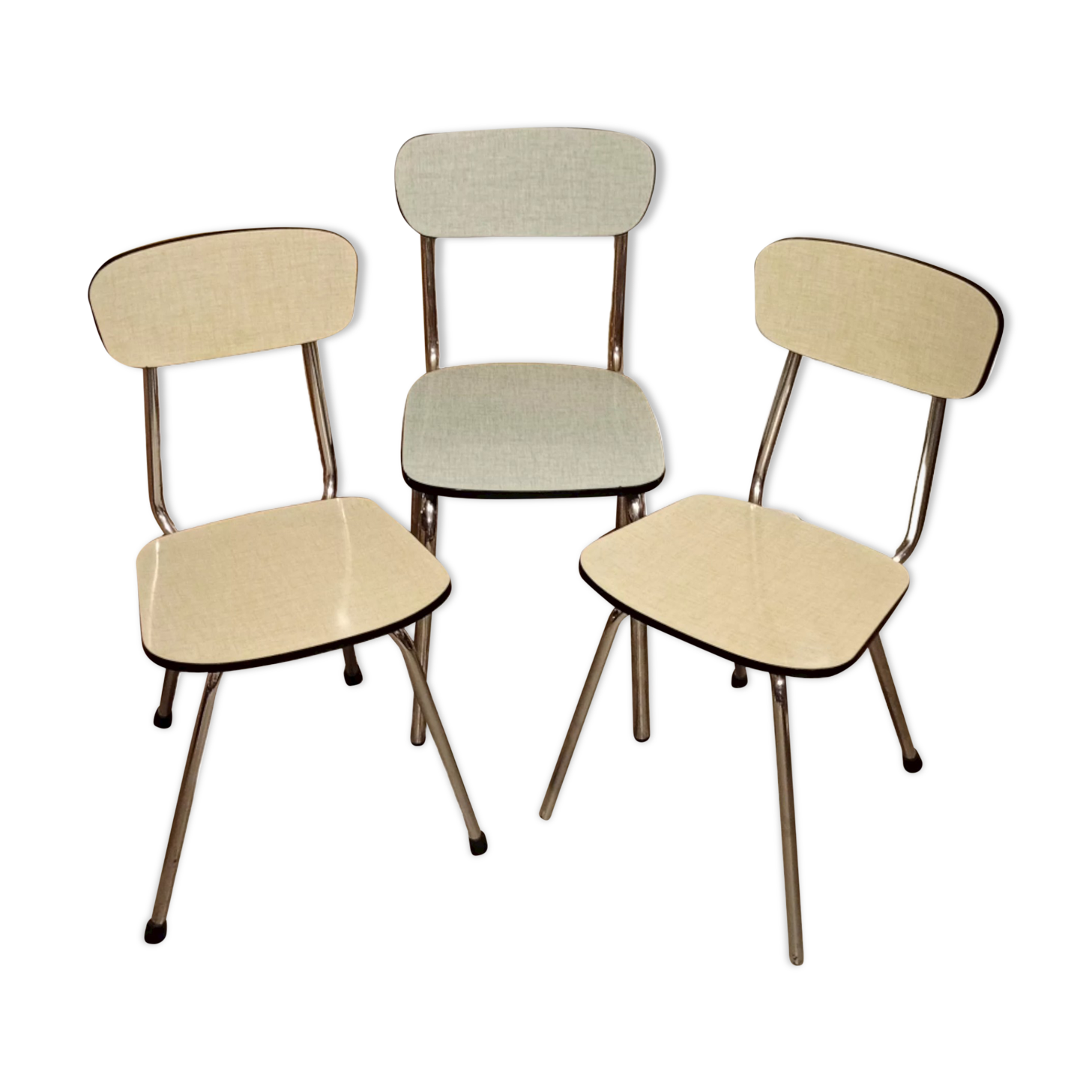 Chaises vert d'eau formica dépareillées