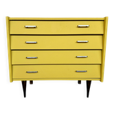 Yellow vintage Scandinavian-style chest of drawers