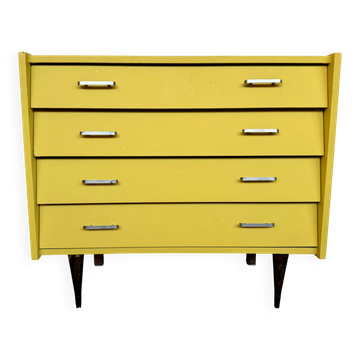Yellow vintage Scandinavian-style chest of drawers