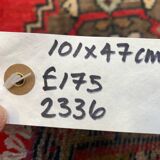 Small Vintage Turkish Rug 101x47 cm, Short Runner, Tribal, Shabby, Mini Carpet