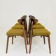 Lot de 6 chaises de salle à manger modernes en hêtre, bouclé jaune, bois foncé
