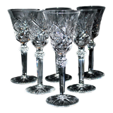 Set of 6 diamond cut crystal wine glasses lemberg or saint-louis 17cm