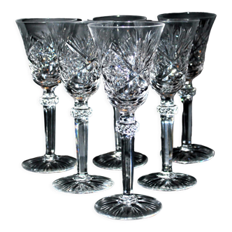 Set of 6 diamond cut crystal wine glasses lemberg or saint-louis 17cm