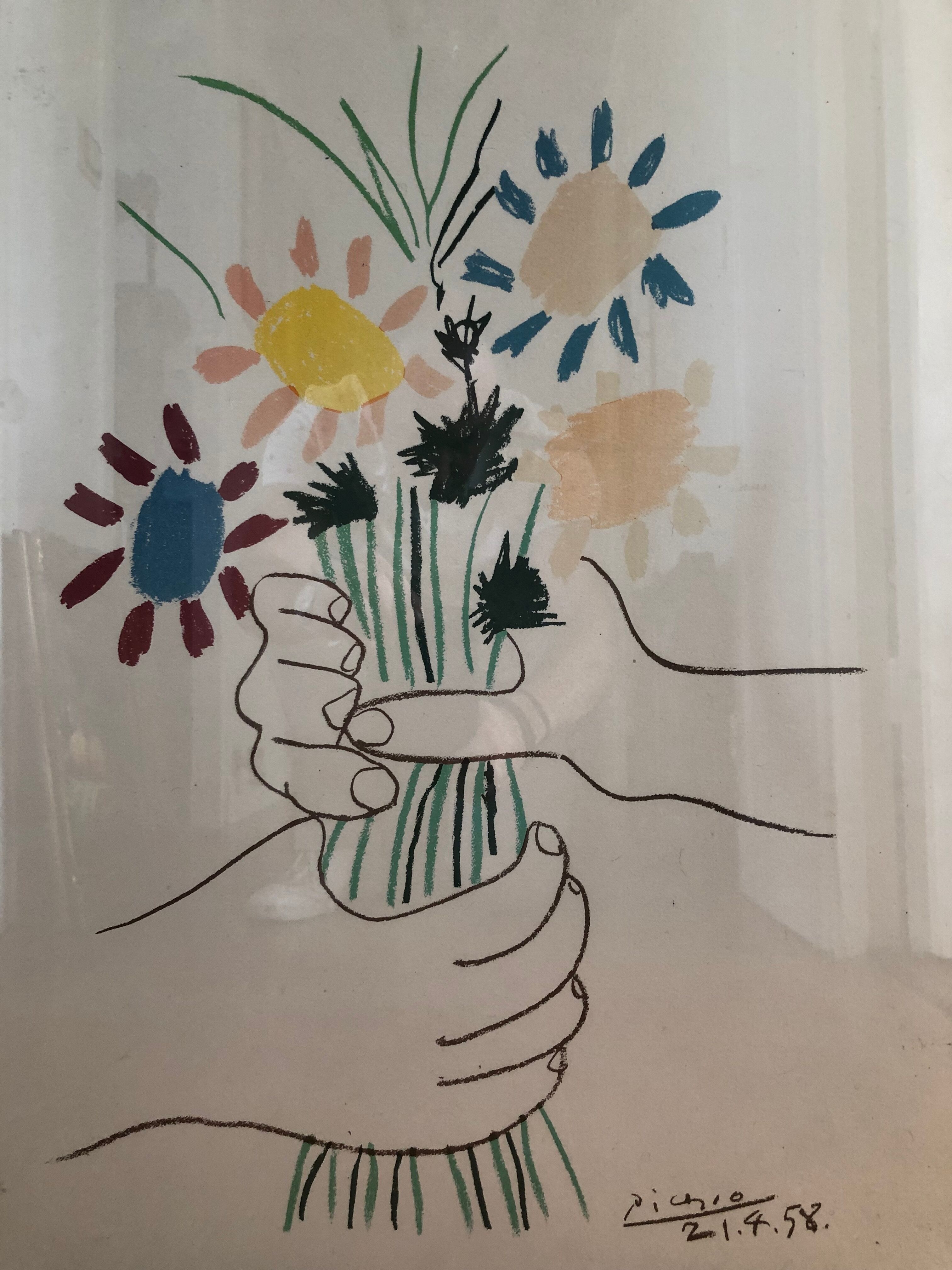 Lithographie picasso 1958 bouquet de fleurs