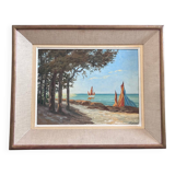 Tableau voiliers sur la côte