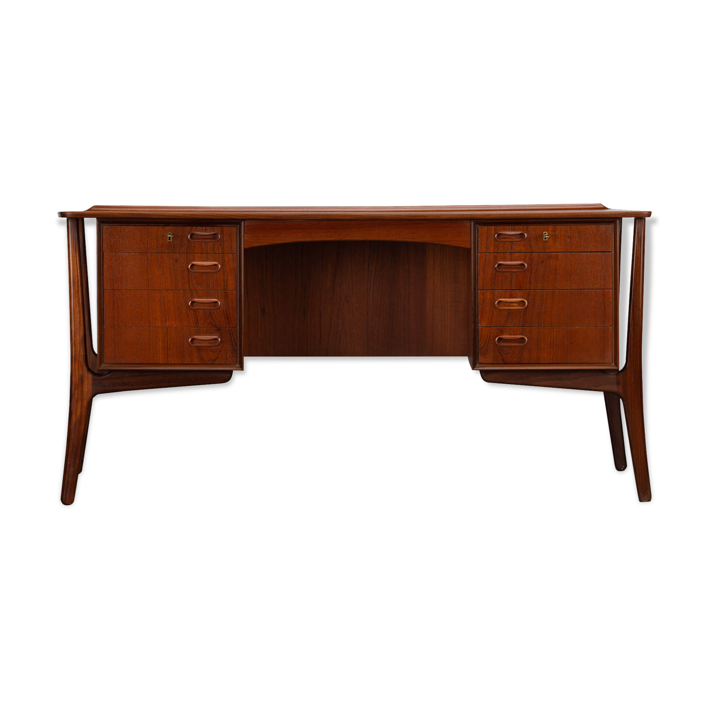 Danish vintage teak design desk by svend age madsen for hp hansen, 1960s
