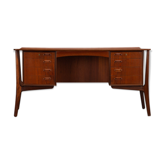 Danish vintage teak design desk by svend age madsen for hp hansen, 1960s