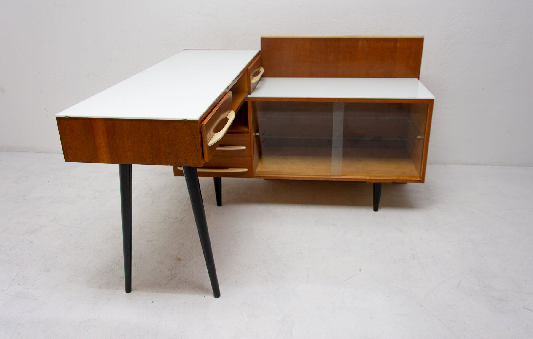 Corner writing desk with a bookcase by Mojmír Požár for ÚP Závody