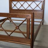 Double bed from Atelier Saint-Sabin in solid oak with lattices - 1950s