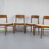 Teak and Bouclé Dining Chairs from Korup Stolefabrik, 1960s, Set of 4