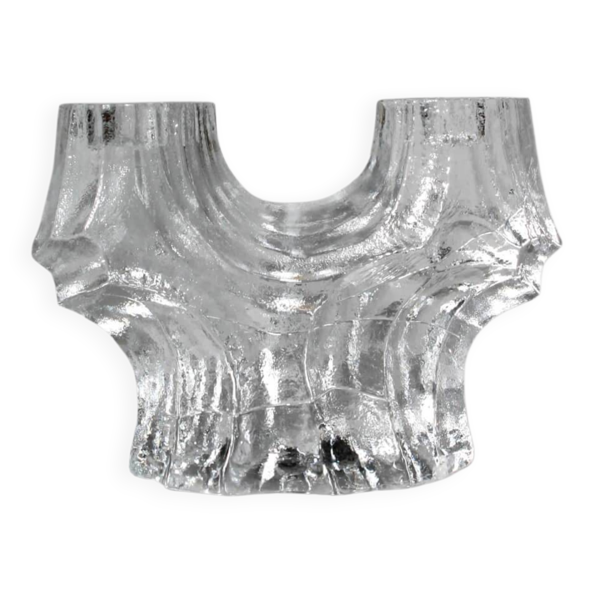 Christer Sjögren Brutalist Crystal Candle Holder, 1960s, Signed