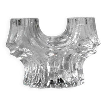 Christer Sjögren Brutalist Crystal Candle Holder, 1960s, Signed
