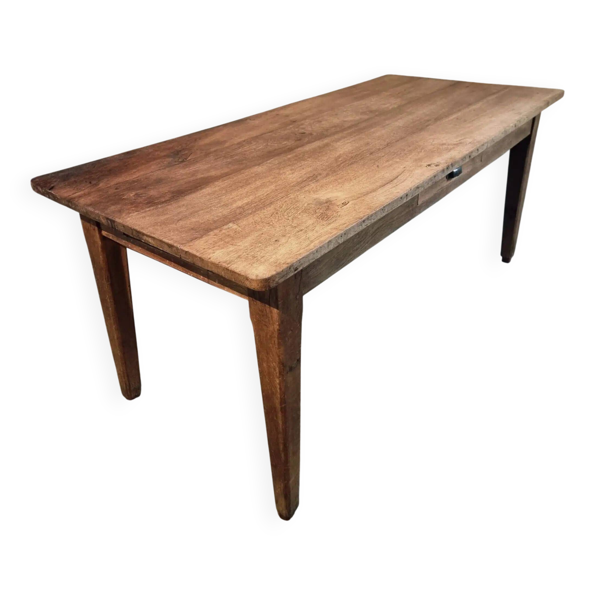 Antique French oak dining table – circa 1900 – farmhouse table with drawer