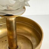Vintage brass and glass candle holder
