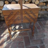 Oak sewing cart