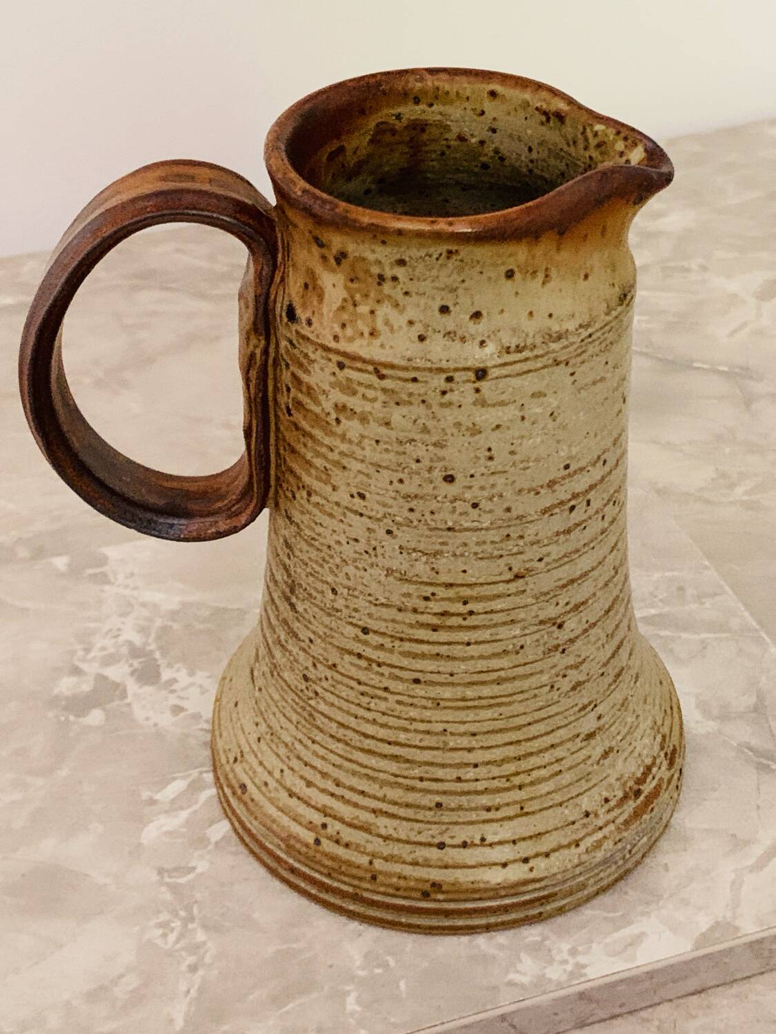 Pitcher/vase in old stoneware, very original shape