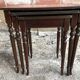 Series 3 Tables Trundles Wood Bent Feet + Top Embossed Leather Vintage Red