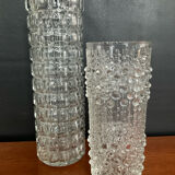 A pair of vintage rolled glass vases.