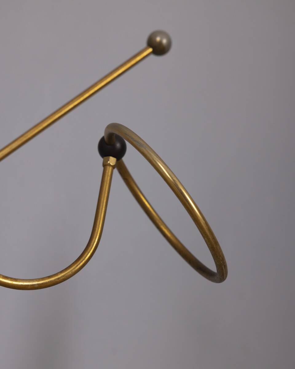 Vintage 1960s floor coat stand in golden brass, italian design