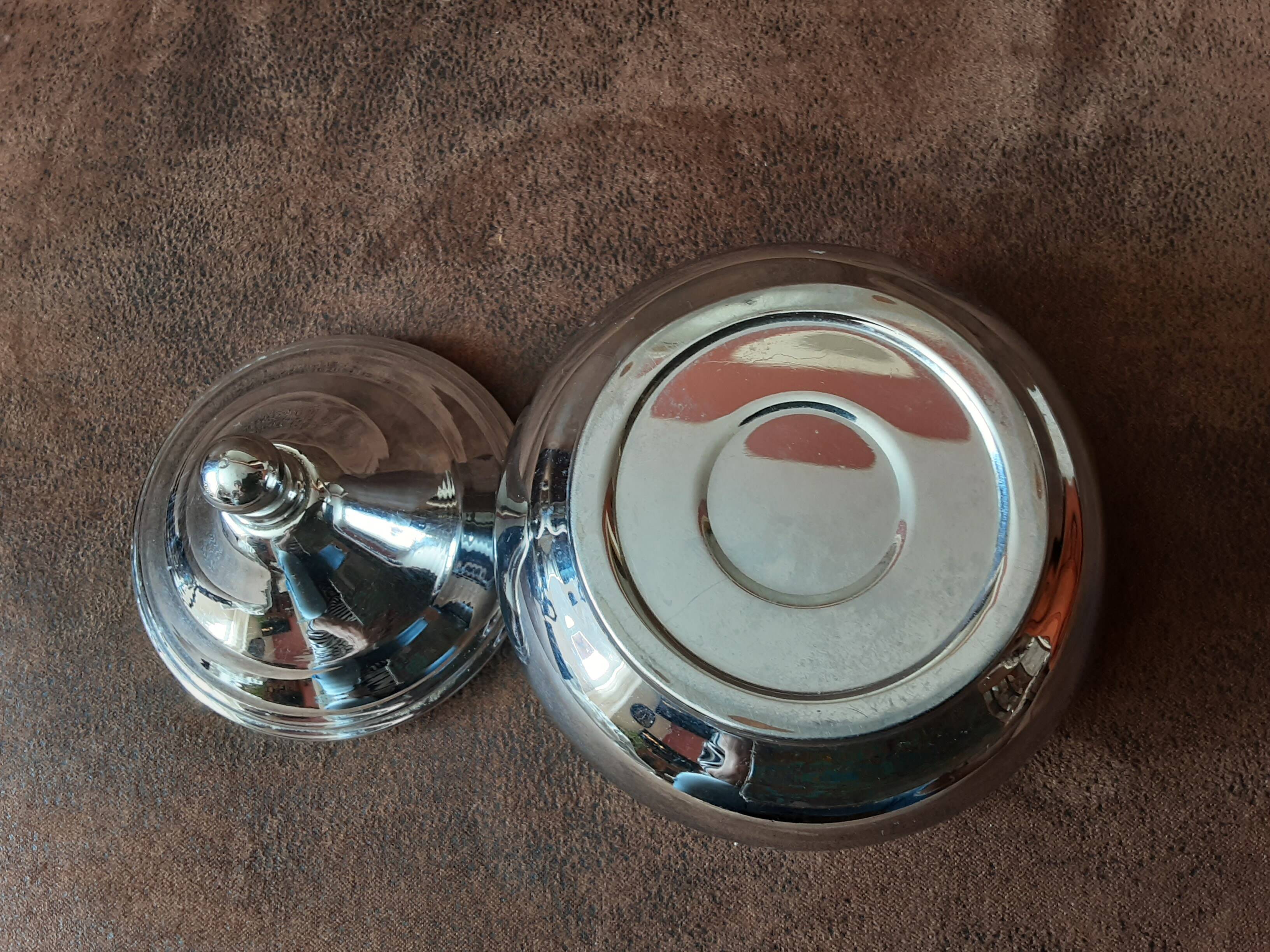 Vintage stainless steel sugar bowl