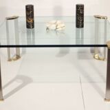 Table basse en bronze & verre trempé par Peter Ghyczy, 1970s