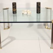 Table basse en bronze & verre trempé par Peter Ghyczy, 1970s