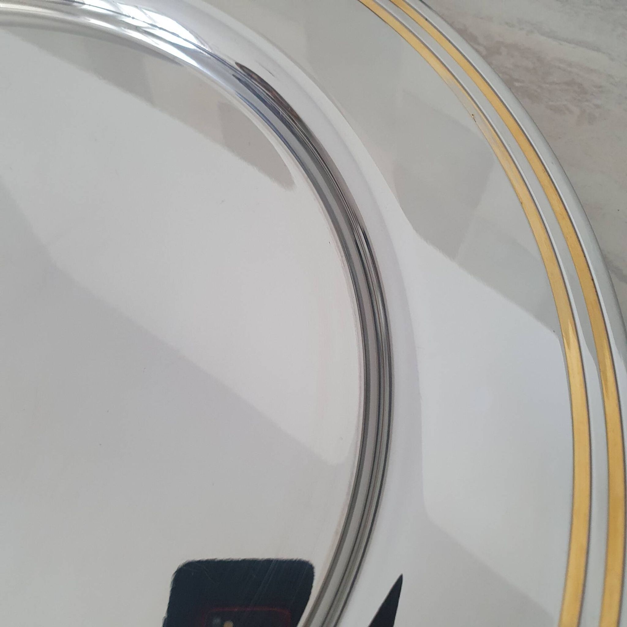 Alessi Ettore Sottsass / Serving plate in stainless steel 18/10 and gold NG5100