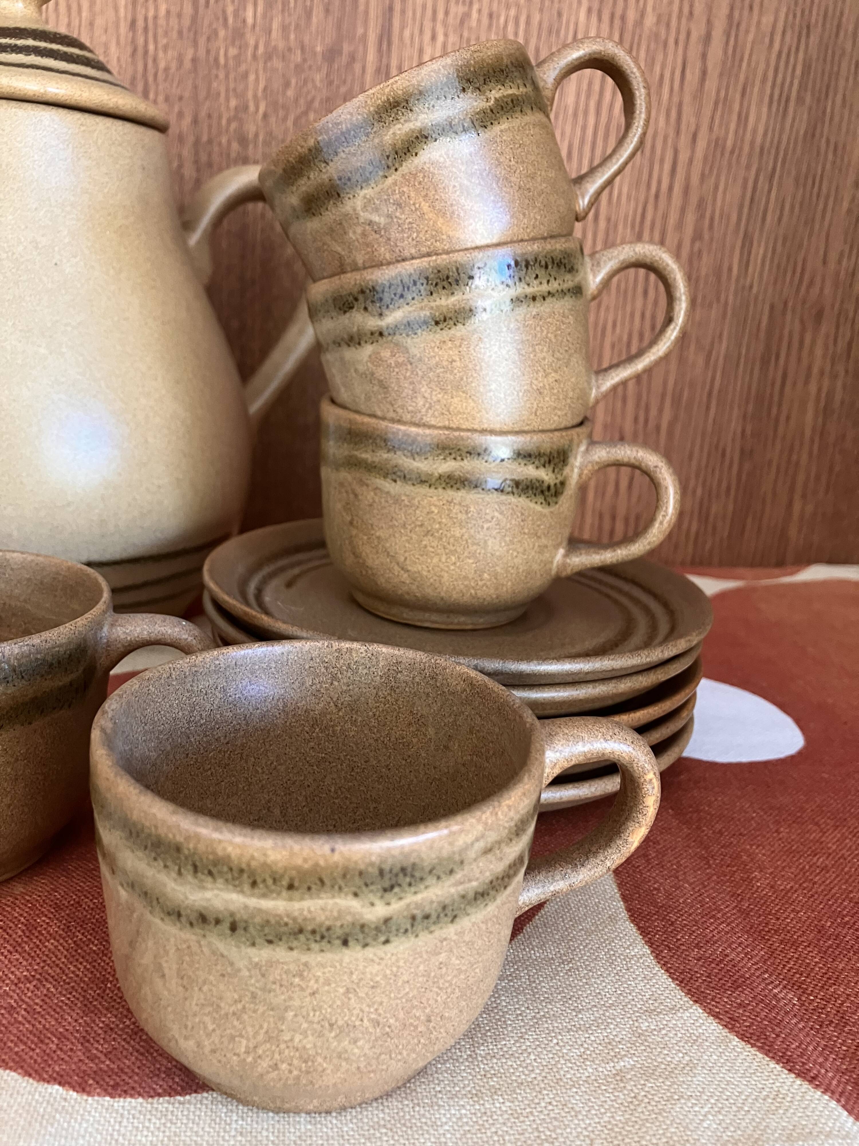 Service à café en grès Sarreguemines cafetiere tasses sucrier
