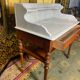 Toilet table in pitchpin and carrara marble
