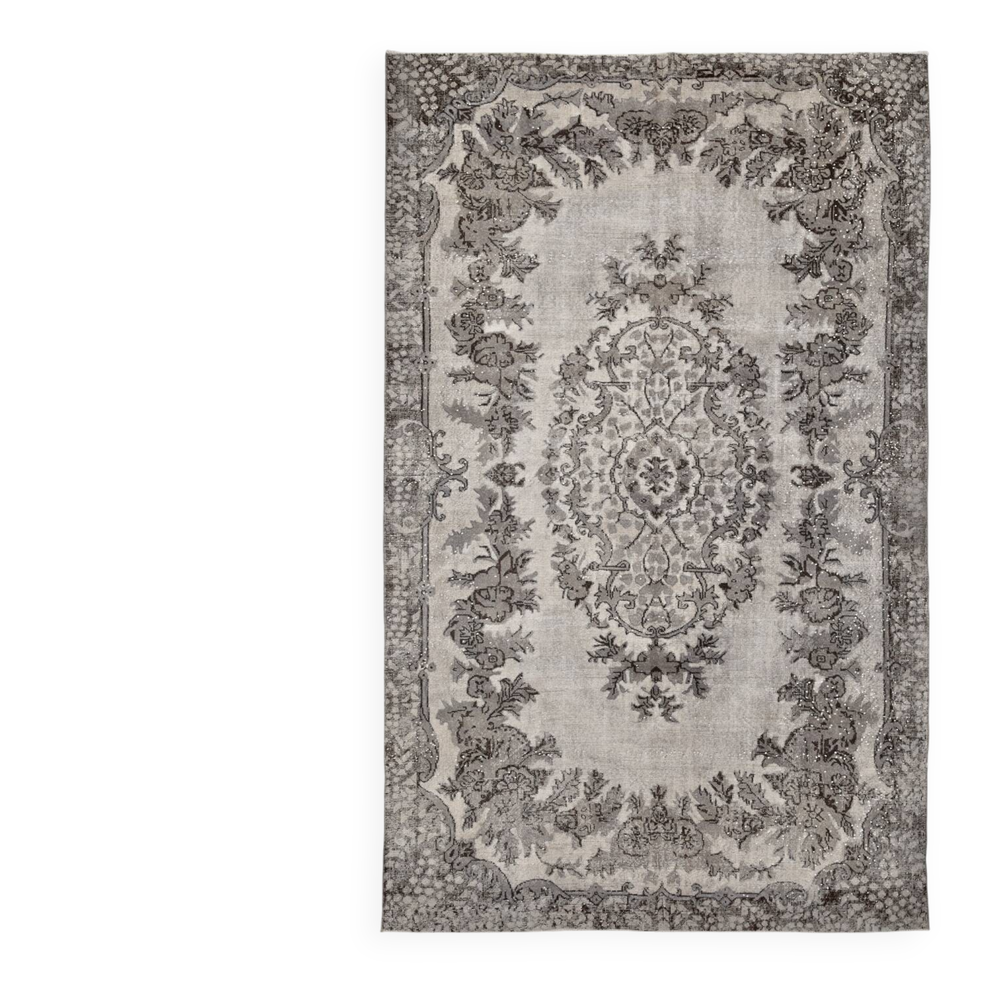 Gray & Black Oriental Vintage Rug, 220x317Cm