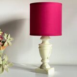 Lampe marbre et tissu fuchsia vintage