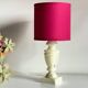 Lampe marbre et tissu fuchsia vintage