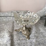 Glass on metal stand ashtray